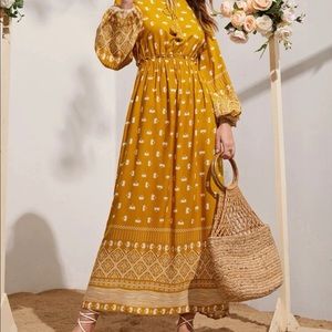 Floral & Geo print tassels tie